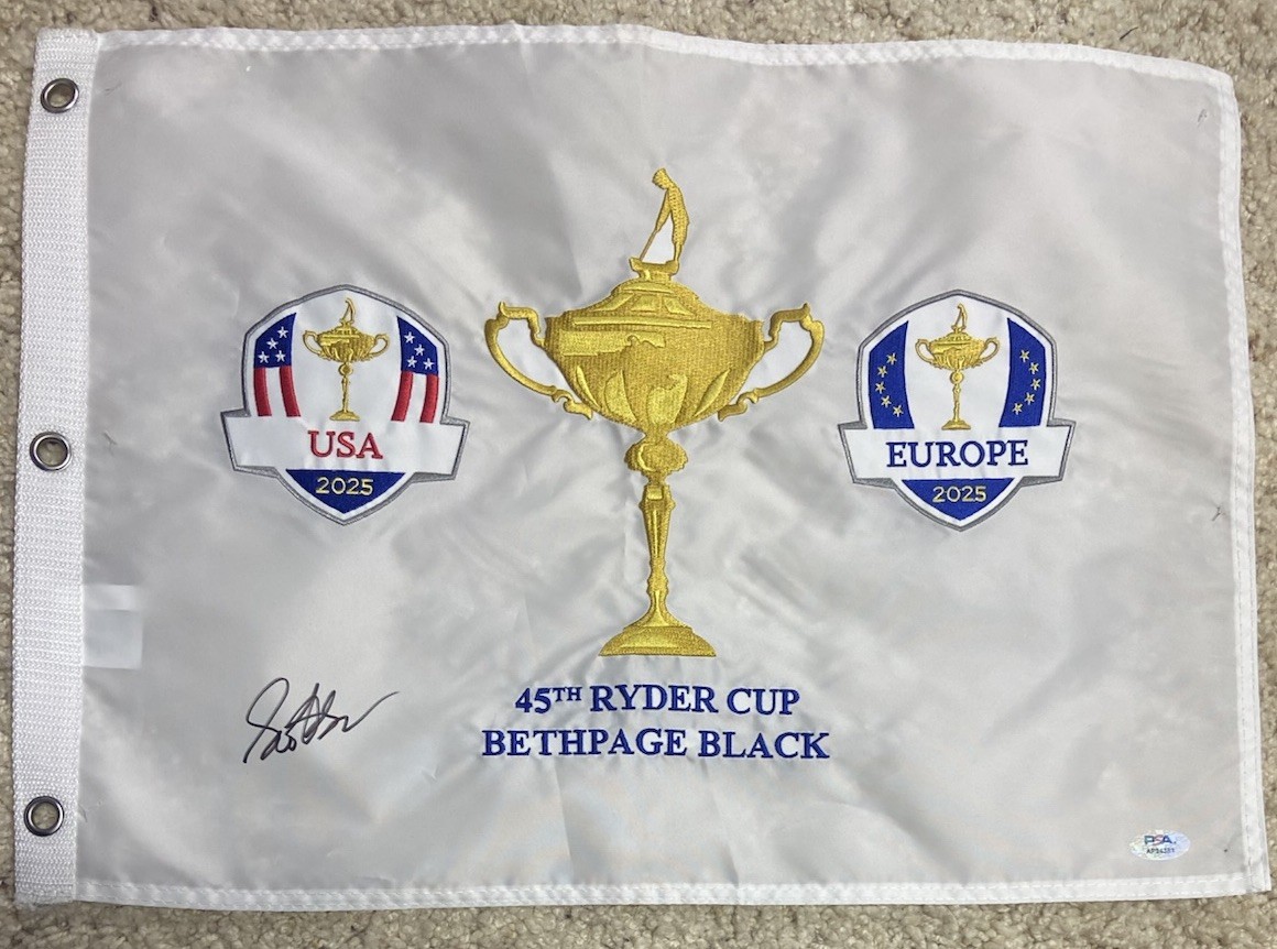 Scottie Scheffler Autographed Signed 2025 Ryder Cup Team USA Bethpage Flag PSA/DNA 