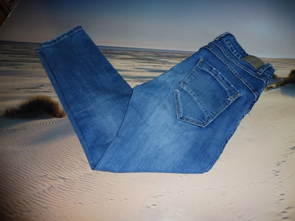 Karostar Size M / 38 stretch Weite 40 cm L 97 cm Knopfleiste Jeans Hose blau - Bild 2 von 4