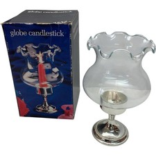 Vintage Glass Globe Candlestick Holder Ruffled Home Atmosphere Decorative 