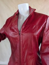 ANDREW MARC Vintage Red Leather Moto Jacket Size 10 Sony Pictures Wardrobe Y2K
