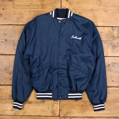Vintage Windless Varsity Jacket S 80s Bomber Satin USA Made Blue