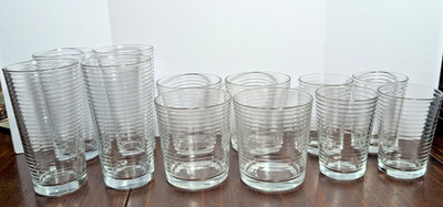 Set Of 12 Vintage Pasabache Doro Tumblers, On The Rocks, & Juice Glasses 4 Each