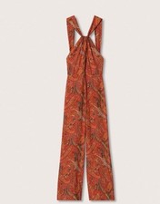 NWT Mango Orange Paisley Jumpsuit Women's Medium