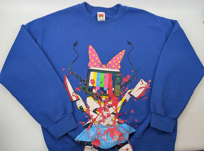 OMORI Omocat TV Girl Sweatshirt Medium Blue Bloody Knife Anime Limited Edition