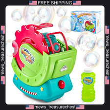 Kids Bubble Machine with 8oz Solution, Large Shimmering Bubbles