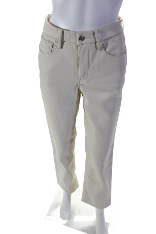 Good American Womens Faux Leather High Rise Straight Leg Pants White Size 26