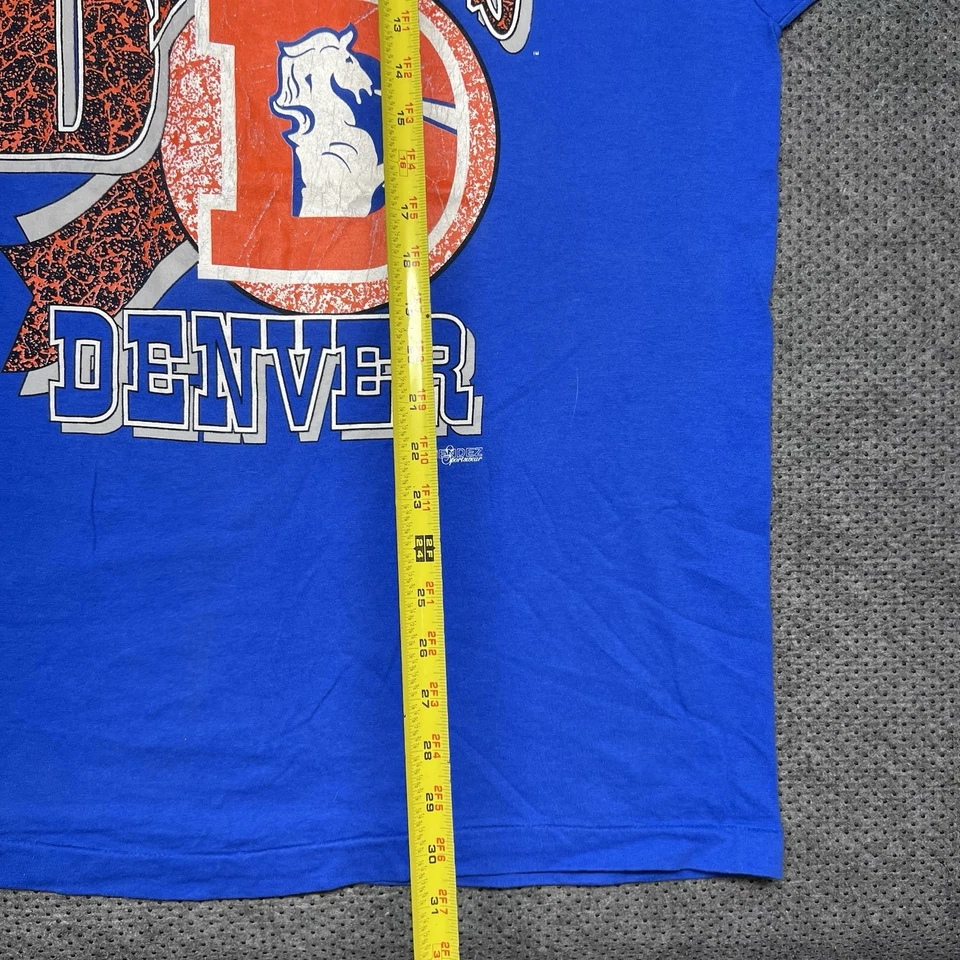 Винтажная футболка-талисман 90-х Denver Broncos футбол XL РЕДКАЯ мужская синяя сделано в США - Изображение 4 из 4