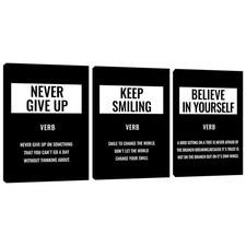 Motivational Black Canvas Wall Art Posters Inspirational 16"Hx36"W, Style-12