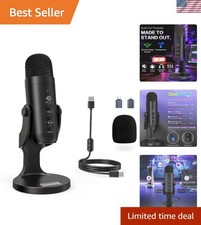 Podcast Microphone for PC, Noise Cancellation USB Mic with Gain, Volume Adjus...