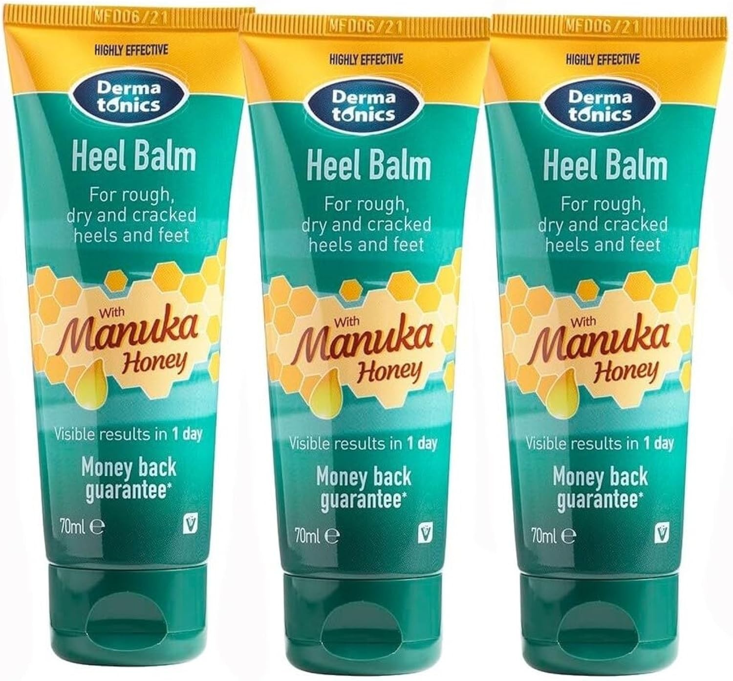 Manuka Honey Heel Balm for Cracked Feet and Heels, 70ml Tube, Pack of 3, - Image 3