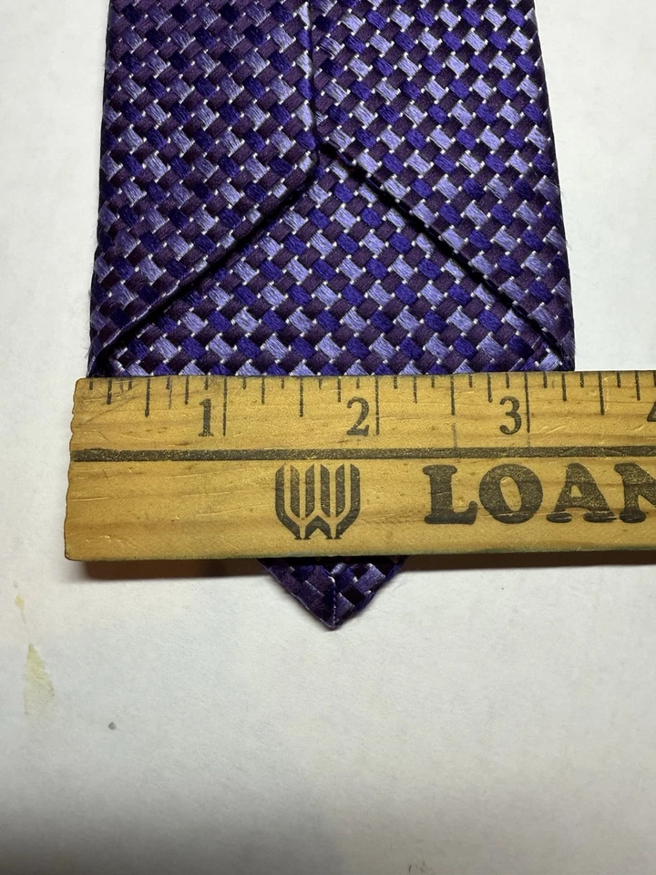 "Corbata de seda Ike Behar púrpura tejida a mano clásica X-larga 62 1/8"" x 3 3/8""" Foto 4 de 4