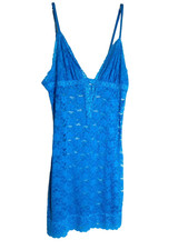 Rampage Intimates Blue Stretch Lace Chemise with Thong Small