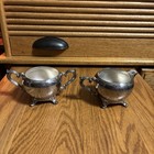 Vintage Silver Plated Creamer, And Sugar Bowl Set With Handles — photo 3