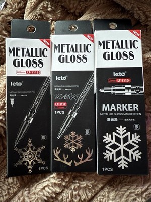 Metallic Marker Stift Premium Silber Flüssigchrom Ölbasis DIY Set 0,8, 1, 2 mm