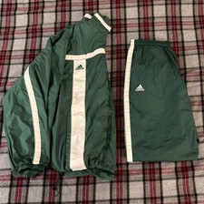 Vtg Adidas Track Suit full Zip Windbreaker/Pants Y2K Green/white Men  s XL