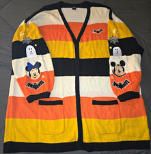 Disney Halloween Mickey Minnie Striped V-Neck Long Sleeve Cardigan Sweater Sz-4