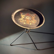 Antique metal Folding Table – Early 20th C black Hand‑Painted French Regency Sty