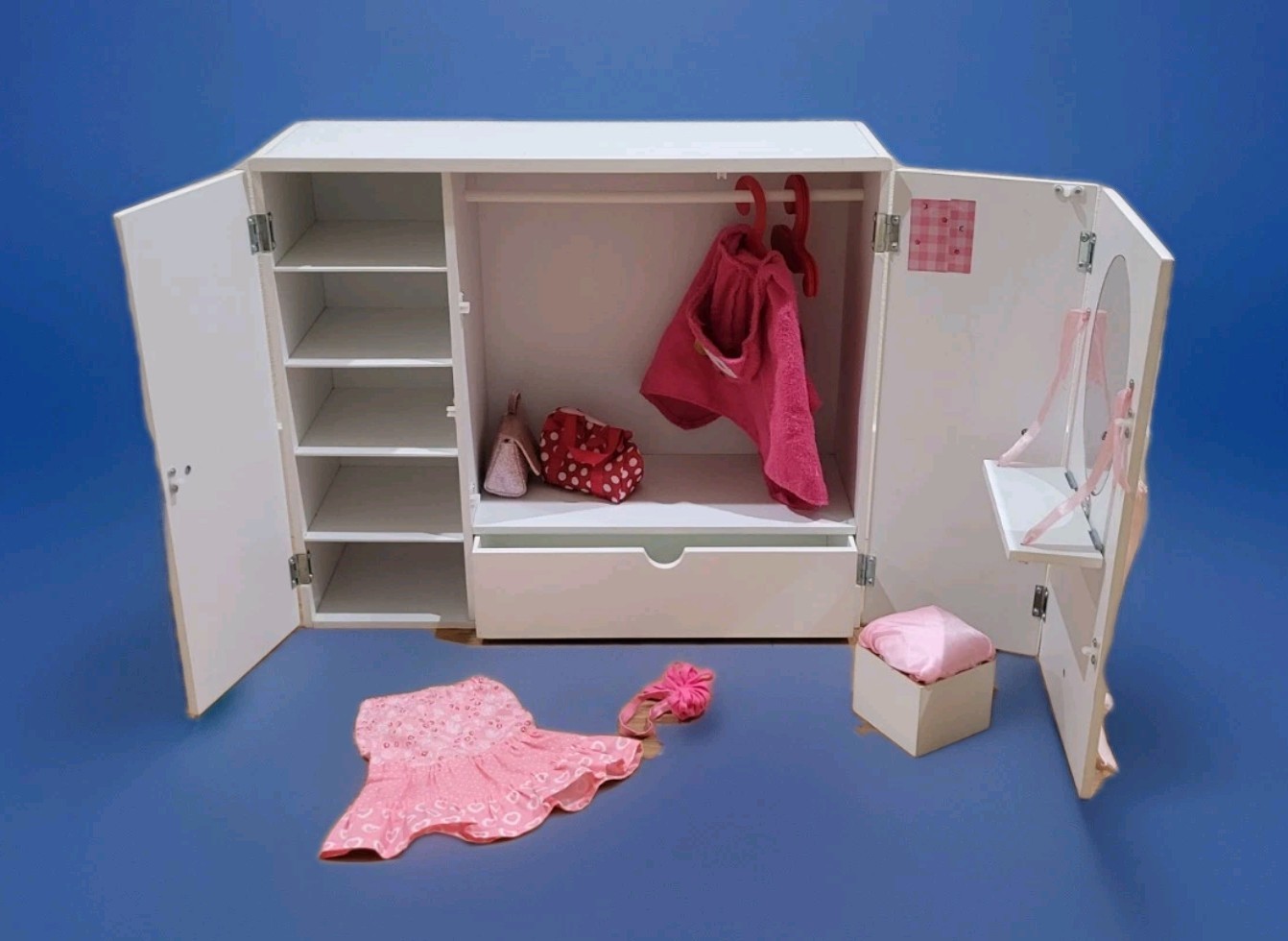 🎀 Our Generation Wardrobe Closet Vanity For 18" Doll Hang