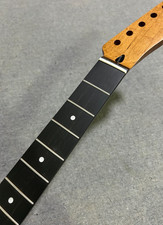 22 fret 25.5" Roasted Flame Maple electric guitar neck Ebony Fretboard dot inlay