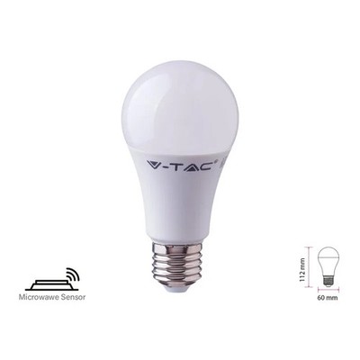 LED Lamp E27 With Microwave Sensor 11W A60 RA80 Cold 6400K Bulb 1055 lm