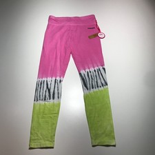 Justice Girls Everyday Faves Leggings Tie-Dye Full Length Pink Green XL 16-18