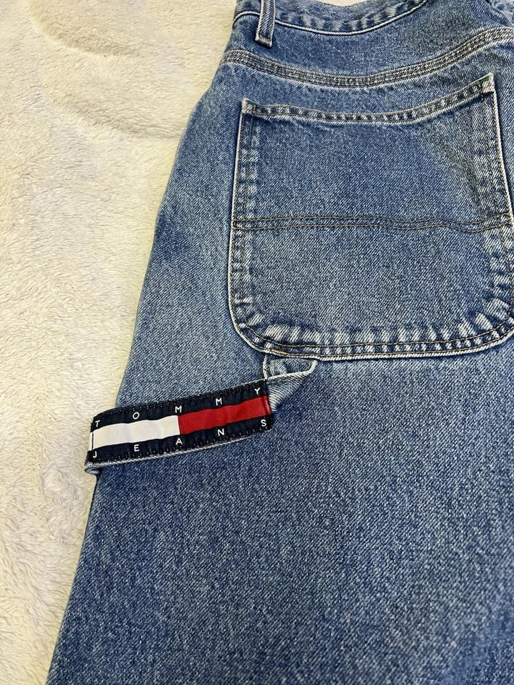 Jeans Tommy Hilfiger 32x34 Vintage Pierna Ancha Carpintero Azul Sueltos Y2K Años 90 Foto 2 de 4