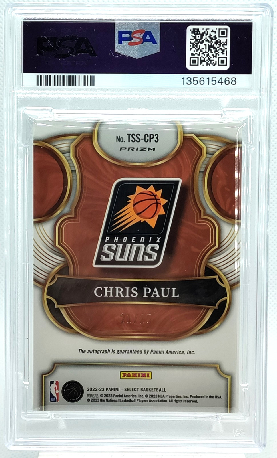/25 Chris Paul Auto PSA 9 2022-23 Select TOP SHELF Tie-Dye Prizm Autograph SP view 4