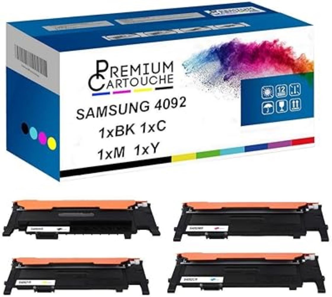 Pack 4 toners CLT-4092S noir et couleur compatibles avec imprimante Samsung