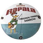 Vintage Rapala Fishing Lures Sign - Advertisement Gas Pump Porcelain Sign