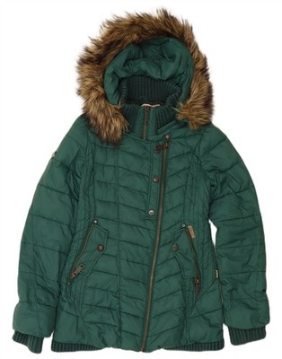KHUJO Mens Hooded Padded Jacket UK 42 XL Green Nylon AG01