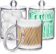 3 Pack Acrylic Qtip Holder Dispenser for Cotton Swab, Ball, round Pads, Floss Pi