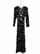 Reformed Size Medium Black Floral Pre-Owned Dress- Ladies