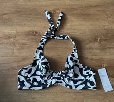 Marks Spencer Black Mix Underwired Plunge Bikini Top Size 38D NEW Free Postage