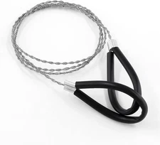 Survival wire saw, heavy-duty emergency wire saw, pocket size, black.