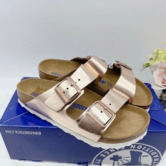 BIRKENSTOCK Arizona Soft Footbed Sandal in Metallic Copper