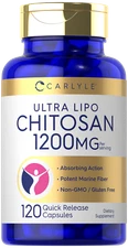 Chitosan Capsules 1200mg | 120 Count | Ultra Lipo | Non-GMO | by Carlyle 
