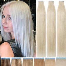 Seamless Thick Tape In Remy Human Hair Extensions Skin Weft Full Head 60pcs 150g