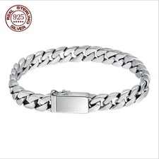 100% S925 STERLING SILVER BRACELET 8mm THICK HEAVY CHAIN S925 SILVER NEVER FADE