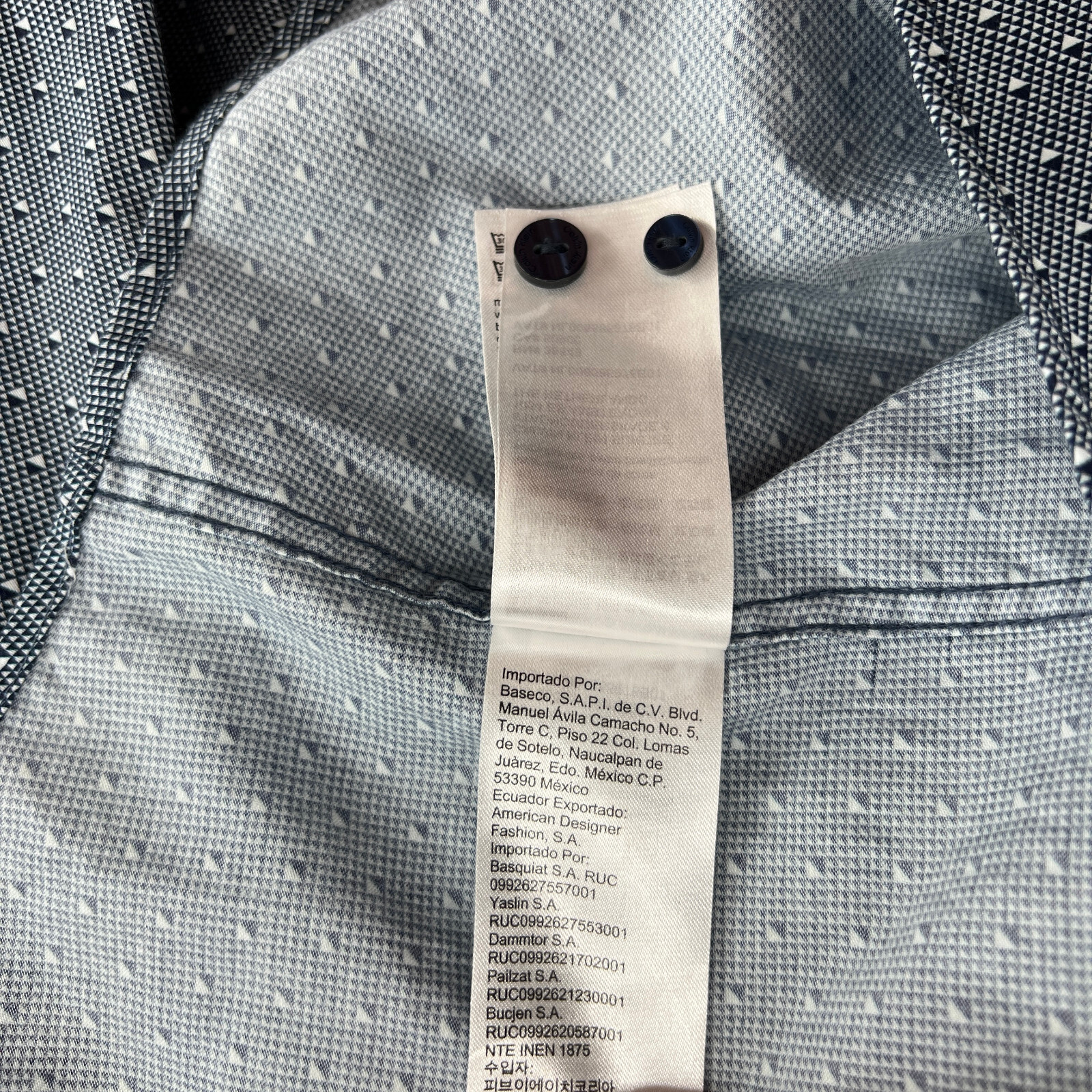 Calvin Klein Slim Fit Men's Size L Blue Geometric Long Sleeve Casual Shirt thumbnail 7