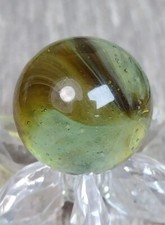 NM Tri-Color Master Glass Brushed Striped Sunburst Vintage Marbles .59"