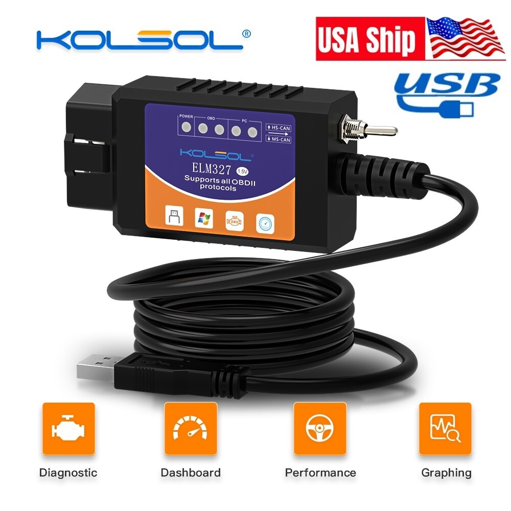 OBDII Scanner Adapter ELM327 For Ford ELMconfig Forscan OBD2 USB Diagnostic Scan-image