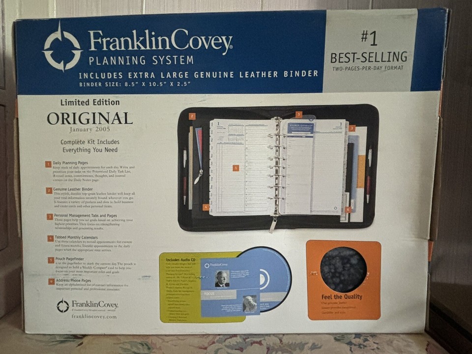 Franklin Covey Planning System Extra Large Genuine Leather Binder
