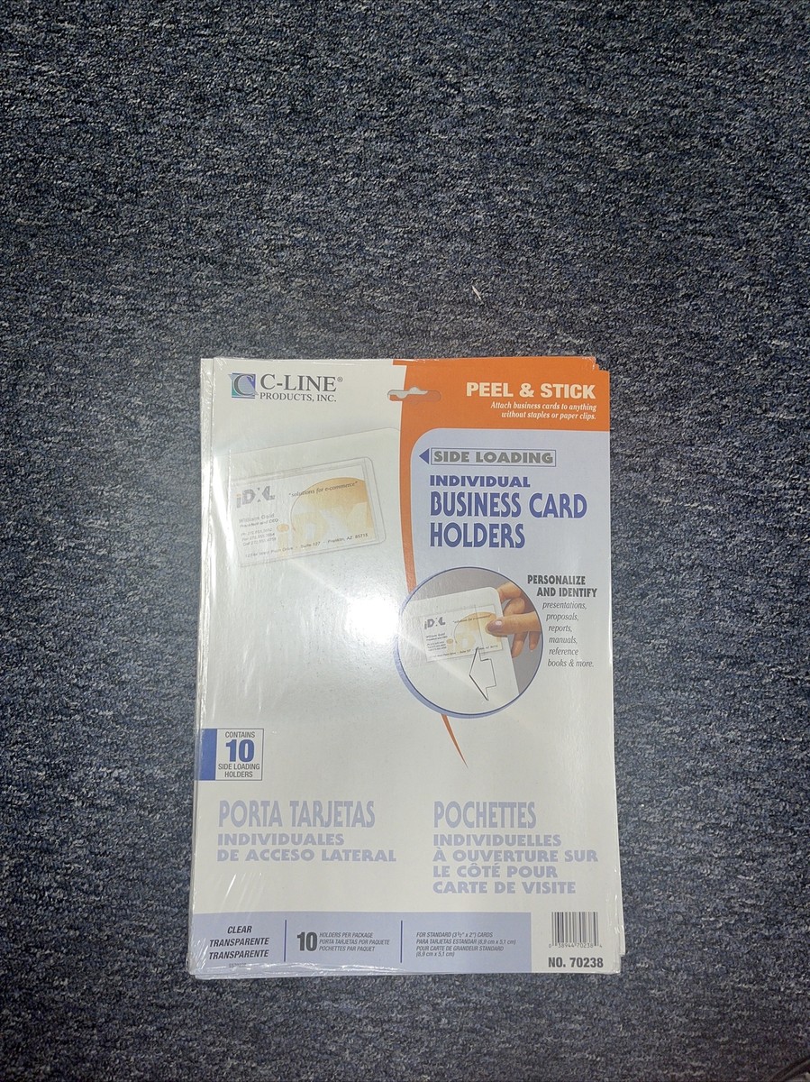 C-Line Self-Adhesive Business Card Holders, Side Load, 2 x 3.5, Clear, 10/Pack C-Line Self-Adhesive Business Card Holders, Side Load, 2 x 3.5, Clear, 10/Pack