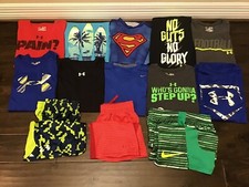 Lot of 13 Boy UNDER ARMOUR Nike Short Sleeve Shirts Shorts YXL L, Active EASY 