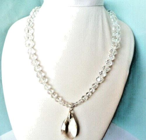 Collier Cristal de Roche facetté 192 Cts en argent massif le cadeau d'anniversaire idéal