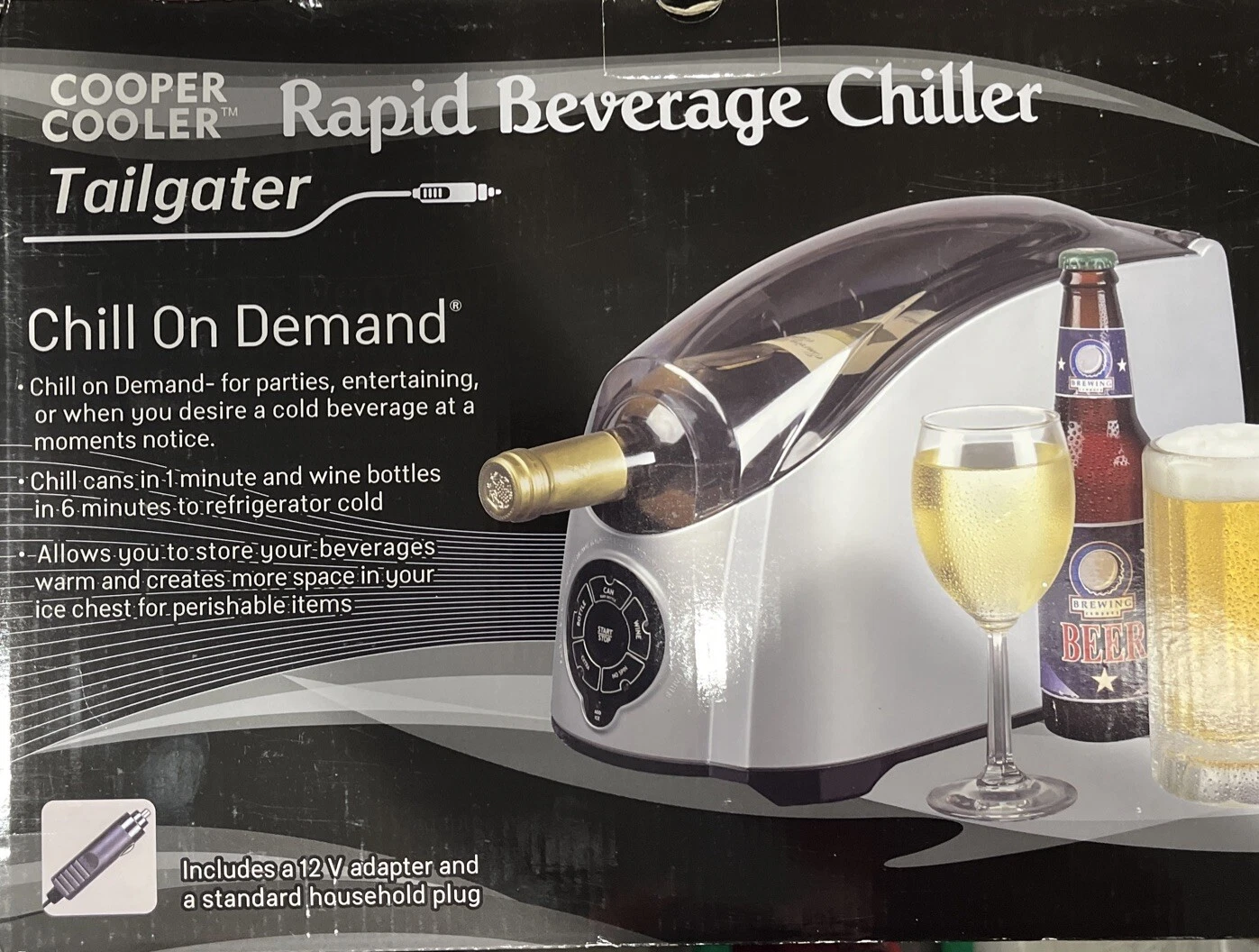 Rapid Beverage & Wine Chiller Model HC01 Silver Cooper Cooler™ Cooling System!