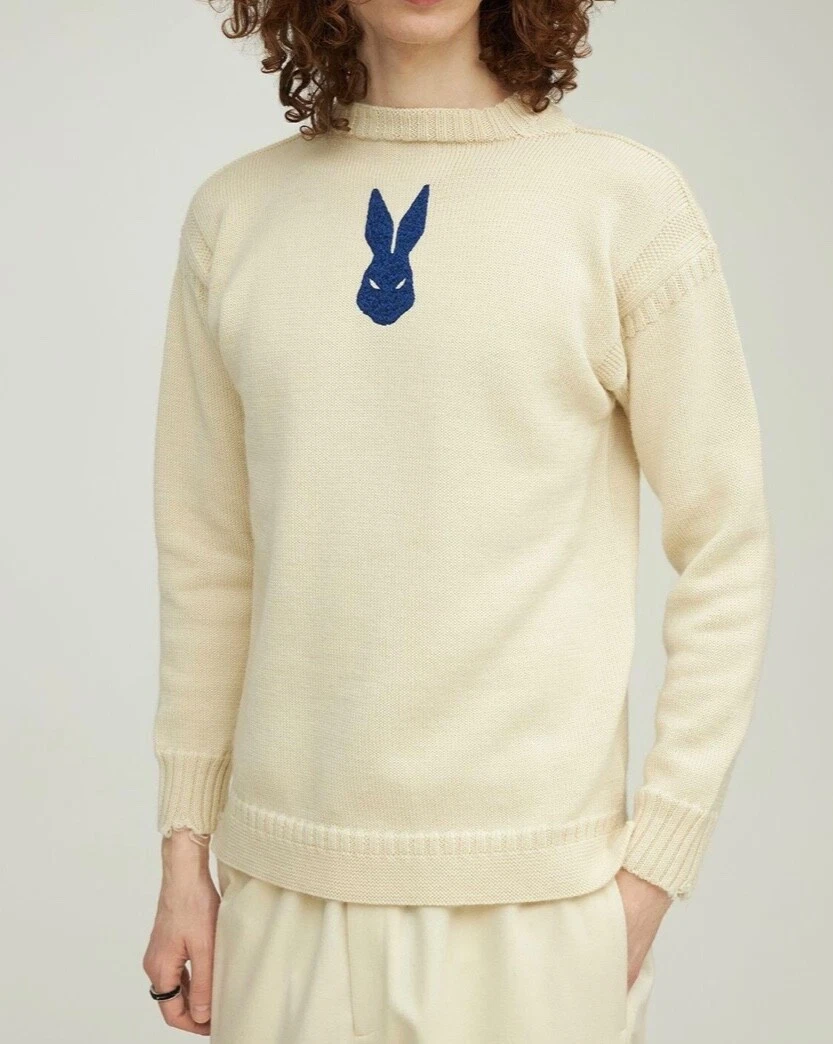 NWT Org.$637 Maison Margiela flocked bunny jumper Ivory M | eBay