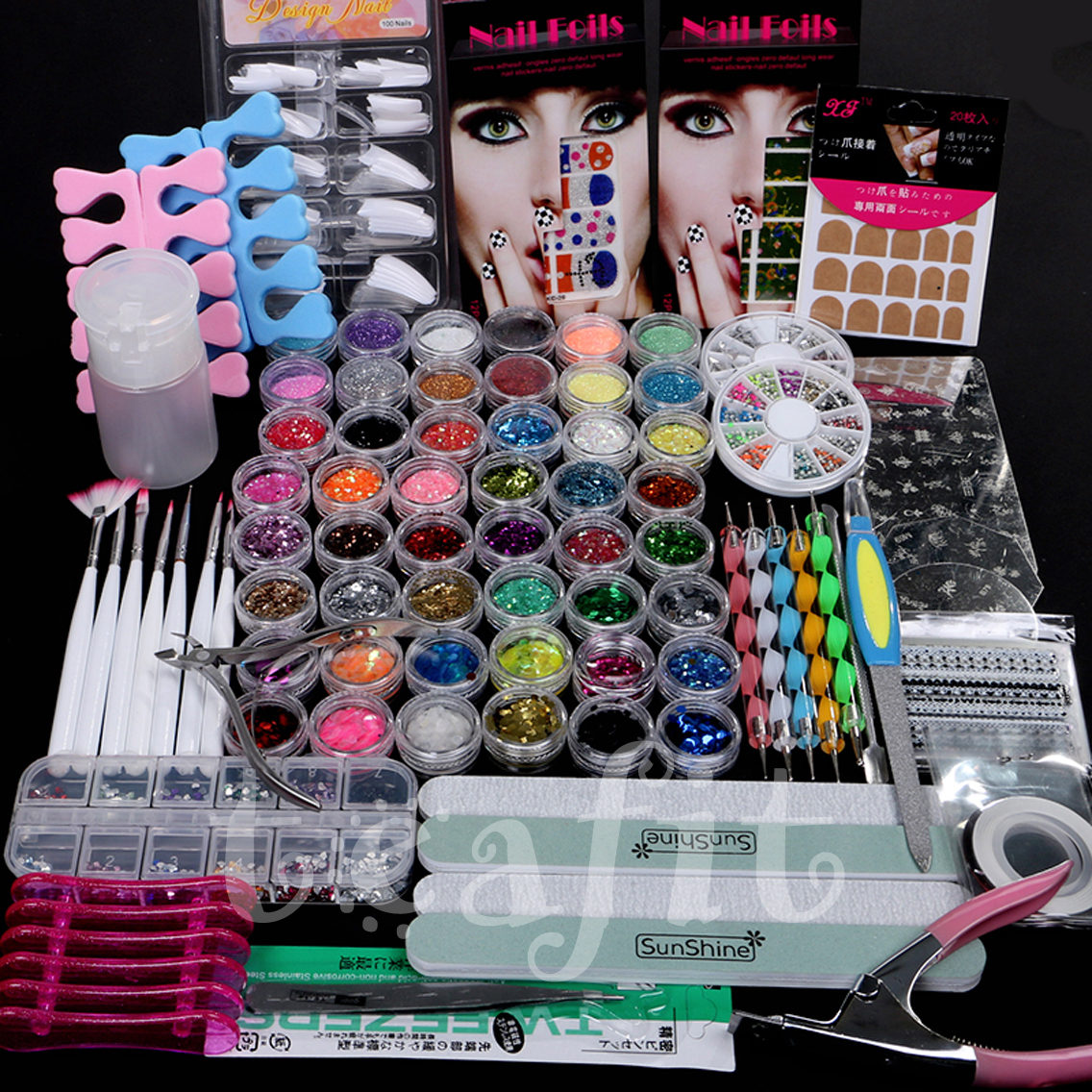 Full Nail Art Kits Set Acrylic Liquid Powder Brush UV Lamp Electrical Drill Kit eBay