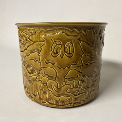 Vintage Haeger Pottery USA 5063 Amber Brown Flying Owl Ceramic Planter Cache Pot