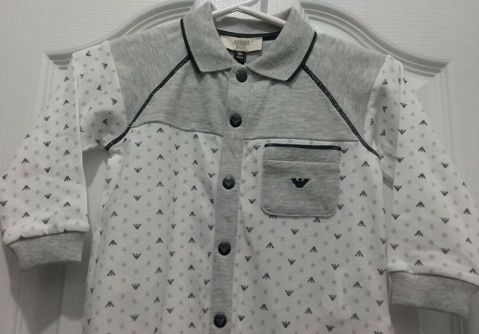 NEW Armani Infant Boy Multi Color Cotton One pc Romper Suit size 9m NWT image 2